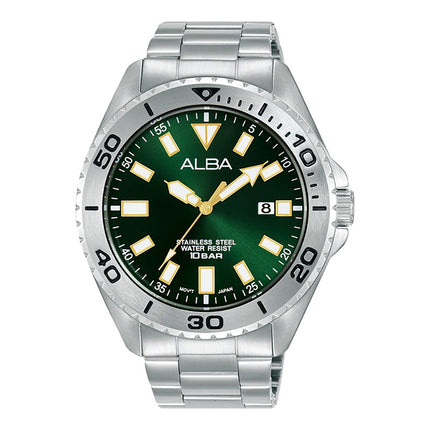 Alba Active AS9Q41X1 Men Green Dial Stainless Steel Strap