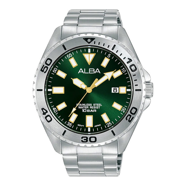 Alba Active AS9Q41X1 Men Green Dial Stainless Steel Strap