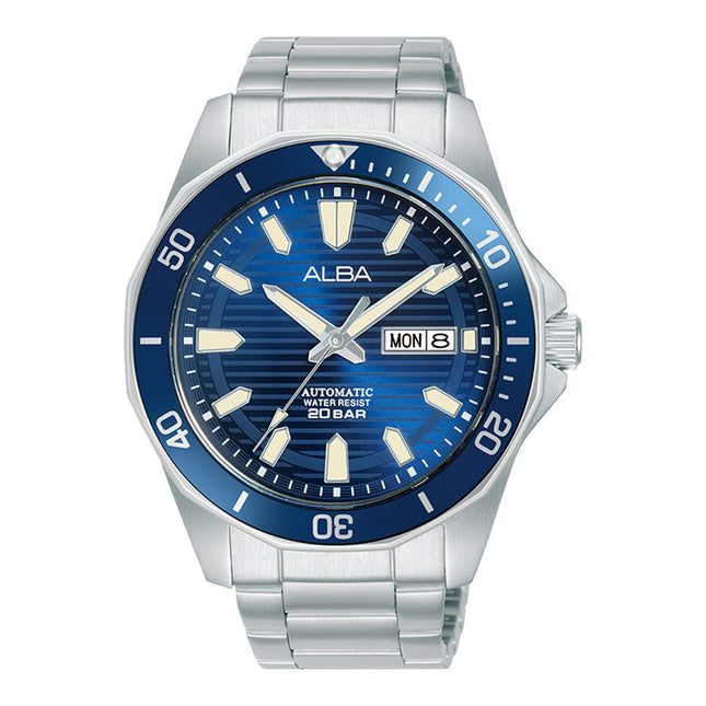Alba Mechanical AL4453X1 Automatic Men Blue Patterned Dial Stainless Steel Strap