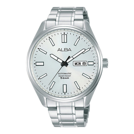 Alba Mechanical AL4153X1 Automatic Men Silver White Dial Stainless Steel Strap