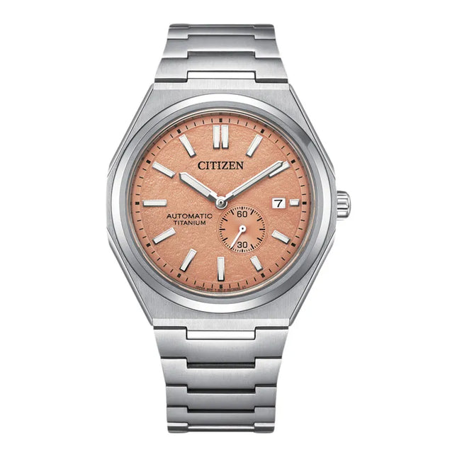 Citizen Mechanical NJ0180-80Z Zenshin Super Titanium Small Seconds Salmon Dial Super Titanium Strap