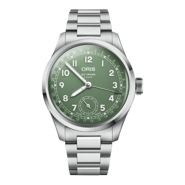 Oris Big Crown 01-403-7799-4067-07-8-20-06 Pointer Date Calibre 403 Green Dial Stainless Steel Strap