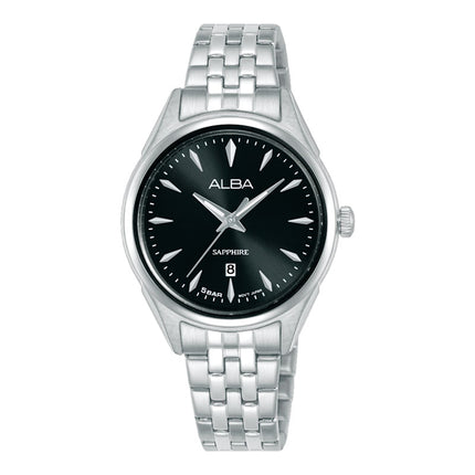 Alba Prestige AH7FB7X1 Ladies Analog Black Dial Stainless Steel Strap