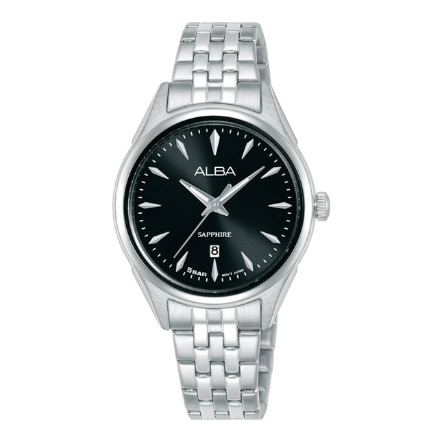 Alba Prestige AH7FB7X1 Ladies Analog Black Dial Stainless Steel Strap
