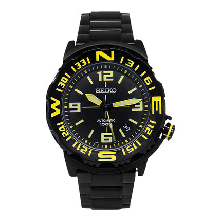 Seiko Automatic SRP449K1 Superior Black Dial Black Stainless Steel Strap
