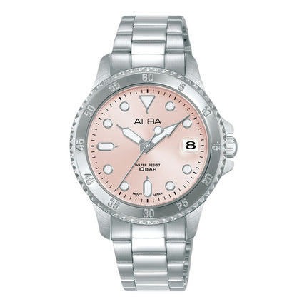 Alba Active AG8Q47X1 Ladies Light Pink Dial Stainless Steel Strap