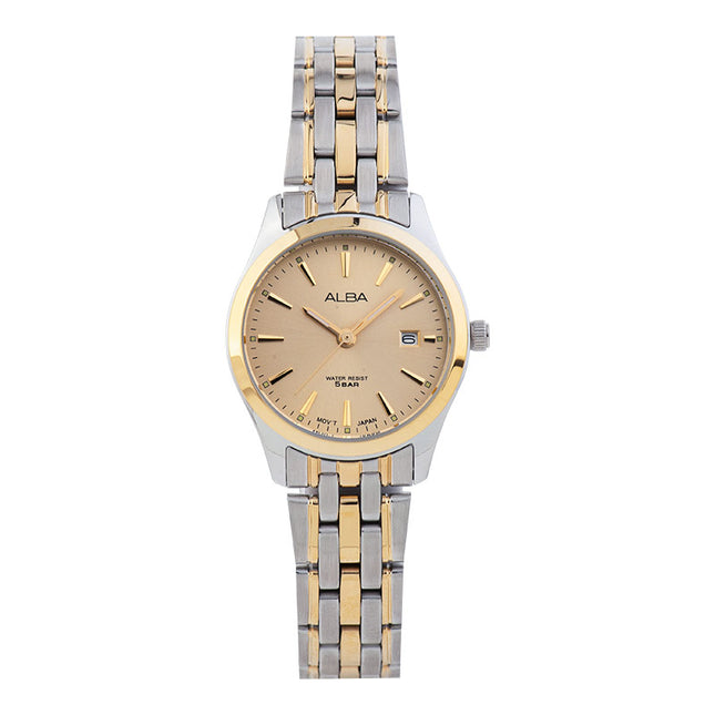 Alba AH7BN4X1 Ladies Gold Dial Dual Tone Stainless Steel Strap
