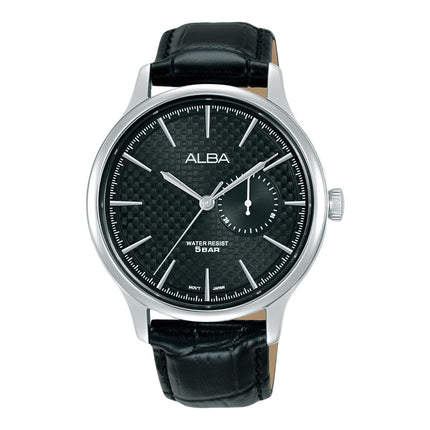 Alba Prestige A5B015X1 Men Black Dial Black Leather Strap