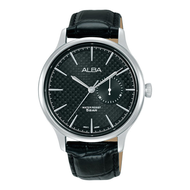 Alba Prestige A5B015X1 Men Black Dial Black Leather Strap