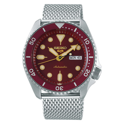 Seiko 5 Sports SRPD69K1 5KX SKX Sports Style Automatic Red Dial Mesh Strap