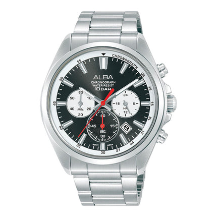 Alba Active AT3K31X1 Men Chronograph Black Dial Stainless Steel Strap