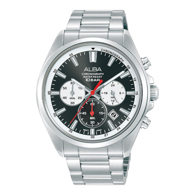 Alba Active AT3K31X1 Men Chronograph Black Dial Stainless Steel Strap