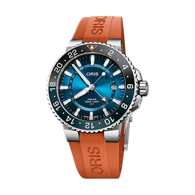 Oris Carysfort Reef 01-798-7754-4185-Set-RS Blue Dial Orange Rubber Strap Limited Edition