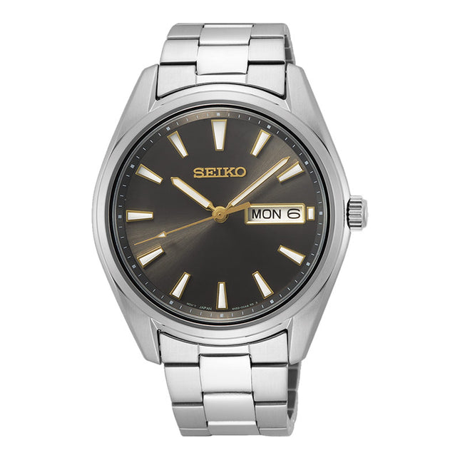 Seiko SUR343P1 Men Dark Grey Sunray Dial Stainless Steel Strap