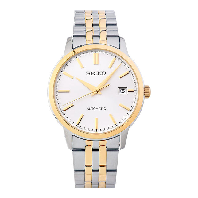 Seiko Classic SRPH92K1 Discover More Automatic Men Silver Dial Dual Tone Stainless Steel Strap
