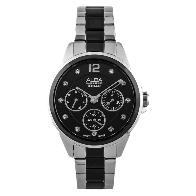 Alba Active AP6631X1 Ladies Black Dial Dual Tone Stainless Steel Strap