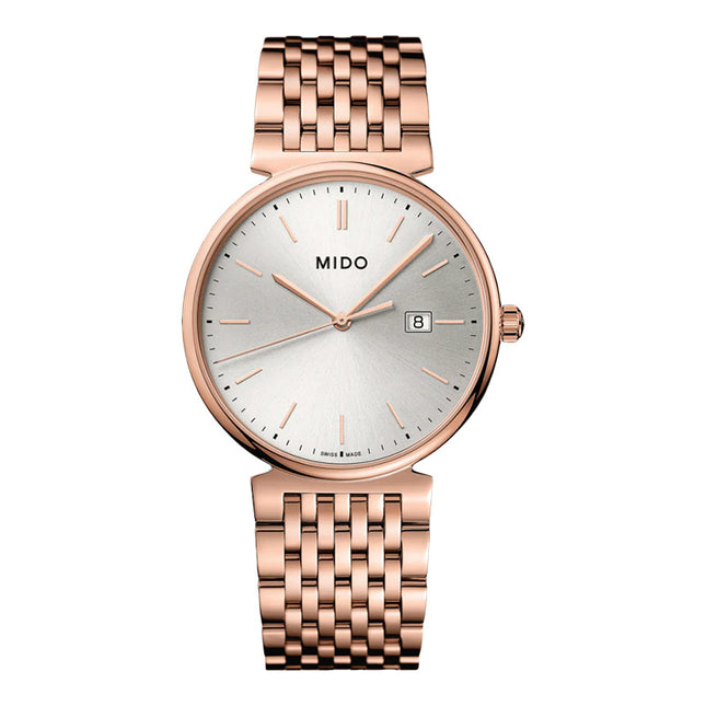 MIDO Dorada M033.410.33.031.00 Everytime Silver Dial Rose Gold Stainless Steel Strap