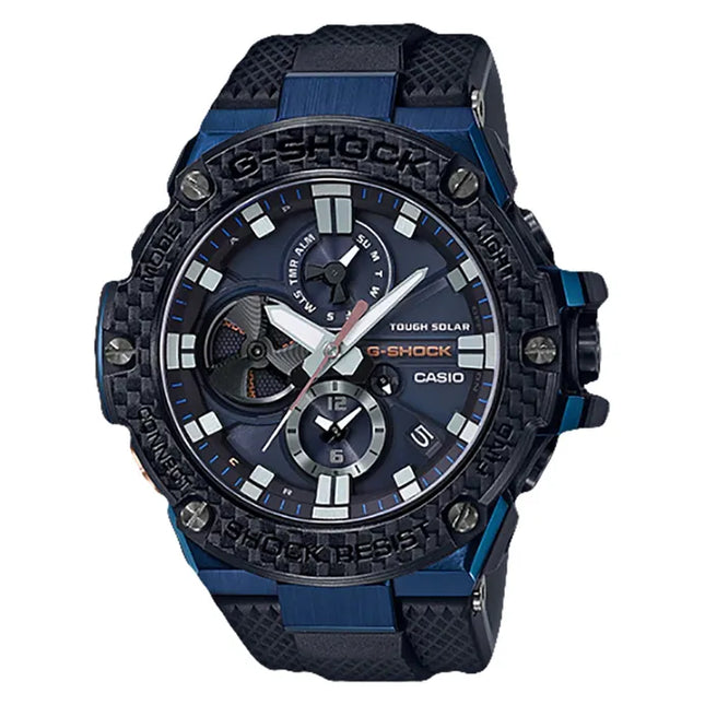 Casio G-Shock GST-B100XB-2ADR G-Steel Men Blue Analog Dial Black Resin Strap