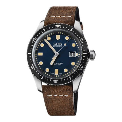 Oris Divers Sixty-Five 01-733-7720-4055-07-5-21-02 Blue Dial Brown Leather Strap