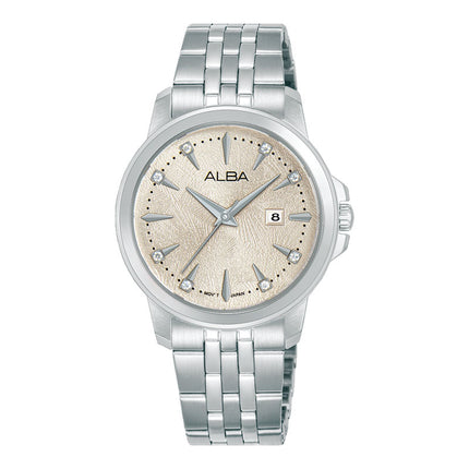 Alba Fashion AH7EY3X1 Ladies Analog Ivory Dial Stainless Steel Strap