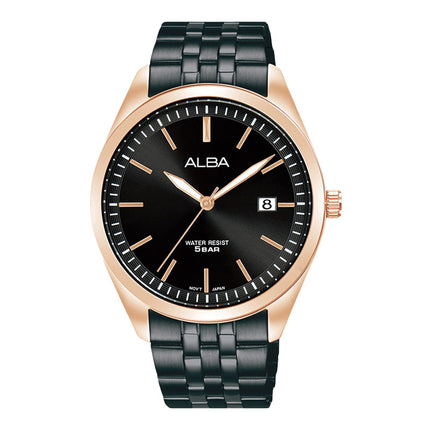 Alba Prestige AS9S04X1 Men Black Dial Black Stainless Steel Strap