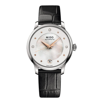 MIDO Baroncelli M039.207.16.106.00 Lady Day & Night Automatic MOP Dial Black Leather Strap