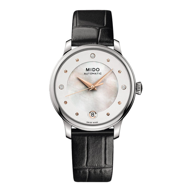 MIDO Baroncelli M039.207.16.106.00 Lady Day & Night Automatic MOP Dial Black Leather Strap