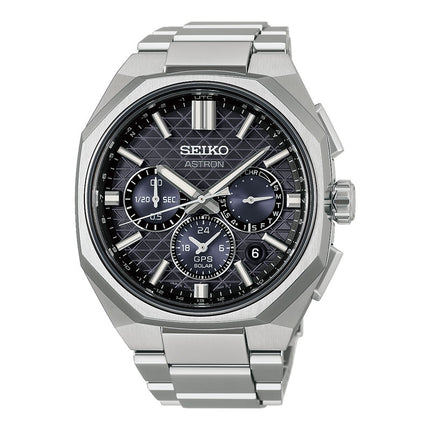 Seiko Astron HAB002J1 GPS Solar Dual Time Chronograph Black Dial Titanium Strap