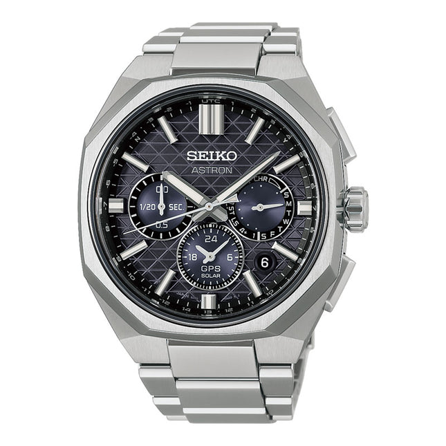 Seiko Astron HAB002J1 GPS Solar Dual Time Chronograph Black Dial Titanium Strap