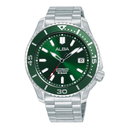 Alba Mechanical AU4087X1 Men Green Dial Stainless Steel Strap