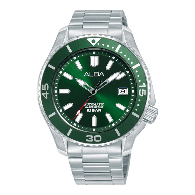 Alba Mechanical AU4087X1 Men Green Dial Stainless Steel Strap