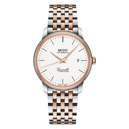 Mido Baroncelli III Heritage M027.407.22.010.00 Automatic White Dial Dual Tone Stainless Steel Strap
