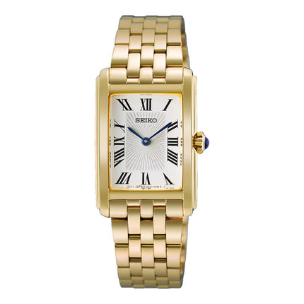 Seiko Classic HGG001P1 Tank Discover More Ladies Silver Dial Gold Stainless Steel