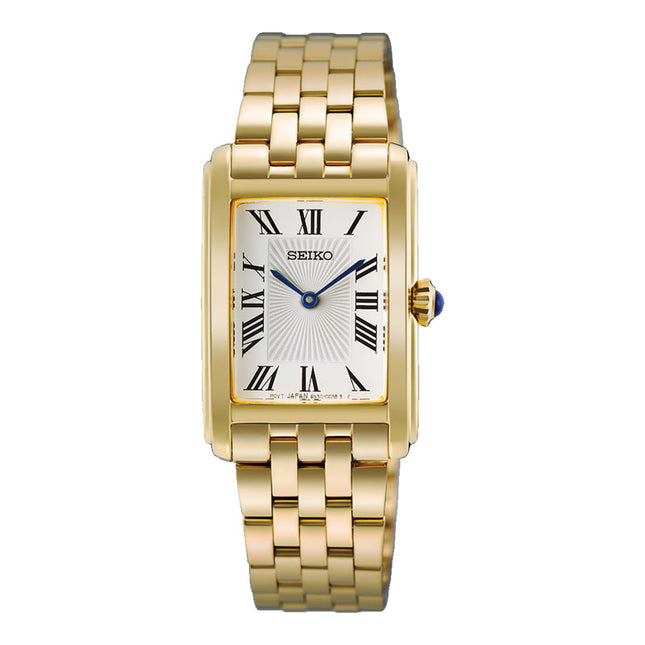 Seiko Classic HGG001P1 Tank Discover More Ladies Silver Dial Gold Stainless Steel