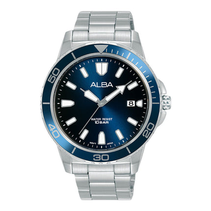 Alba Active AS9U11X1 Men Blue Gradation Dial Stainless Steel Strap