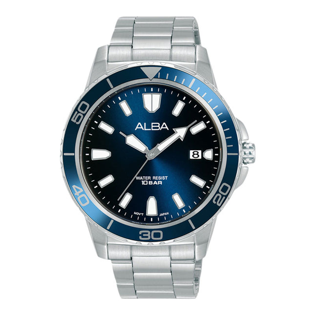 Alba Active AS9U11X1 Men Blue Gradation Dial Stainless Steel Strap