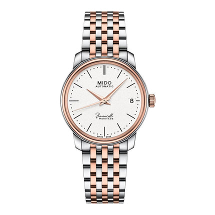 MIDO Baroncelli M027.207.22.010.00 Heritage Lady White Dial Dual Tone Stainless Steel Strap