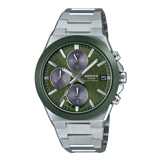 Casio Edifice EFS-S650D-3ADF Chronograph Tough Solar Ceramic Bezel Green Dial Stainless Steel Band