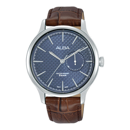 Alba Prestige A5B013X1 Men Greyish Blue Dial Brown Leather Strap