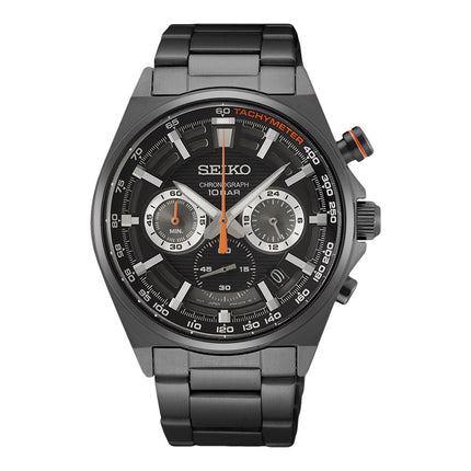 Seiko Chronograph SSB399P1 Discover More Men Black Dial Black Stainless Steel Strap