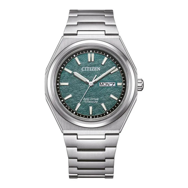 Citizen Eco Drive AW0130-85X Zenshin Super Titanium Green Dial Titanium Strap