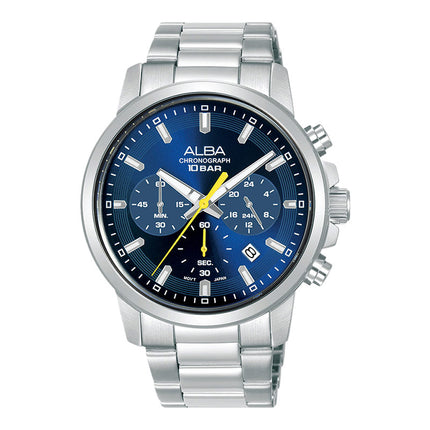 Alba Active AT3J55X1 Men Chronograph Blue Dial Stainless Steel Strap