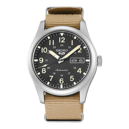 Seiko 5 Sports SRPG35K1 Automatic Black Dial Beige Nylon Strap
