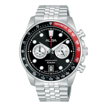 Alba Active A4B027X1 Chronograph Men Black Dial Stainless Steel Strap