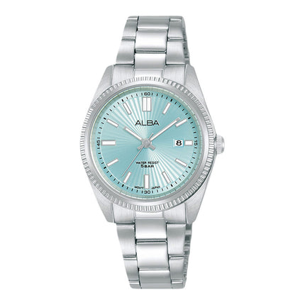 Alba Prestige AH7CL7X1 Ladies Light Blue Patterned Dial Stainless Steel Strap
