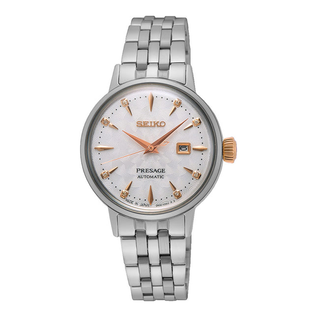 Seiko Presage SRE009J1 Cocktail Time Clover Club Diamond Twist Silver Dial Stainless Steel Strap