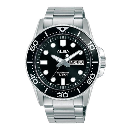 Alba Active AV3599X1 Men Black Dial Stainless Steel Strap