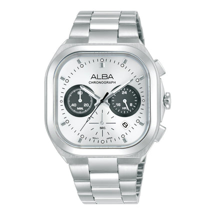 Alba Active AT3L07X1 Chronograph Men White Dial Stainless Steel Strap