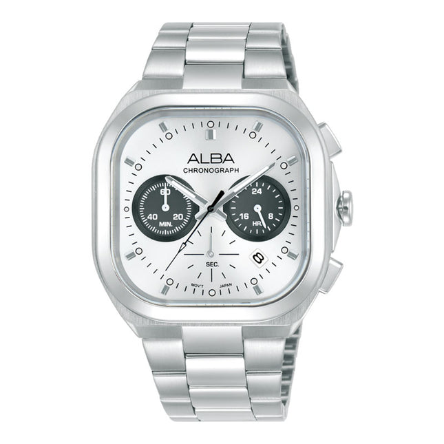 Alba Active AT3L07X1 Chronograph Men White Dial Stainless Steel Strap