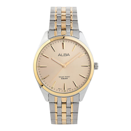 Alba ARX114X1 Men Gold Dial Dual Tone Stainless Steel Strap